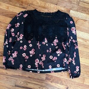 Floral Black and Pink Women's Top
